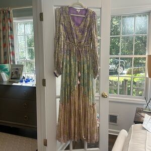 Hemant & Nandita maxi dress with gold foil accents size small (long)